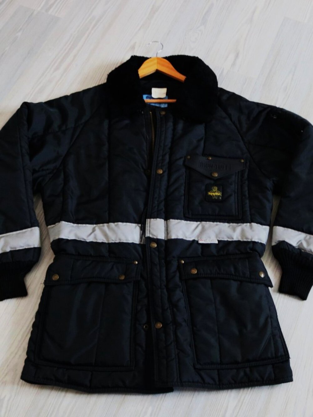 RefrigiWear Iron-Tuff Workwear Jacket Black Siberian Insulated Reflective Size L